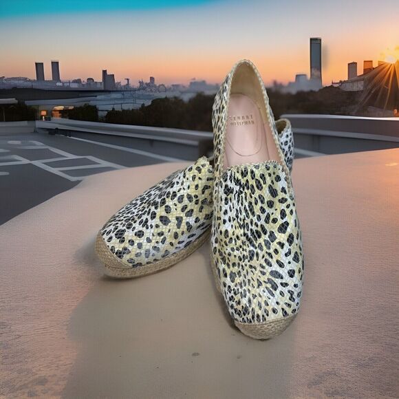Stuart Weitzman Espadrilles Leopard Cheetah Print Flats Platform Shoes Size 7 M - Picture 1 of 10